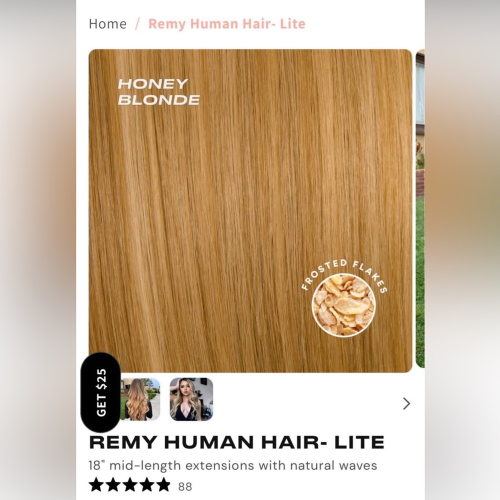 INH Remy Hair Clip In Extensions; Honey Blonde (14 Wefts)